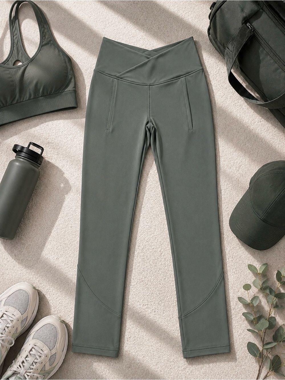 Athleta Salutation Stash Wrap Tight Leggings XS Pockets Gray